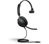 Jabra Evolve2 40 Casque PC Mono Écouteurs Certifié UC à Réduction du Bruit avec Technologie d'Appel à 3 Microphones - Câble USB-C - Noir