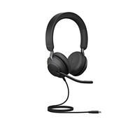 Jabra Evolve2 40 Casque PC stereo écouteurs certifié UC à réduction du bruit avec technologie d'appel à 3 microphones - Câble USB-C - Noir