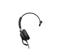 Jabra Evolve2 40 Mono USB-A : Casque filaire supra-aural noir, microphone boom 100-14000Hz, HP 40mm, UC optimisé, 3 micros, -26dB sensibilité.