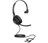 Jabra Evolve2 50 Micro-casque supra-auriculaire filaire Mono noir Suppression du bruit du microphone, Noise Cancelling micro-casque, mono, mise en sourdine du