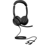 Jabra Evolve2 50 Micro-casque supra-auriculaire filaire Stereo noir Suppression du bruit du microphone, Noise Cancelling micro-casque, mise en sourdine du