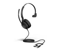 Jabra Evolve2 50 SE Mono MS USB C/A Casque filaire mono certifié Microsoft Teams, avec réduction de bruit active (ANC), 4 micros antibruit,