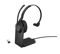 Jabra Evolve2 55 Micro-casque sans fil mono avec base de chargement, Jabra Air Comfort, micros à réduction de bruit et ANC. Certifié MS Teams, fonctionne avec toutes les plateformes - Noir