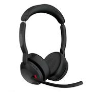 Jabra Evolve2 55 Micro-casque sans fil stéréo avec base de chargement, Jabra Air Comfort, micros à réduction de bruit et ANC. Fonctionne avec les plateformes UC telles que Zoom et Google Meet - Noir