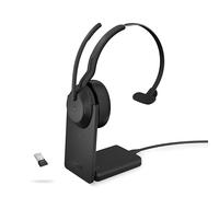 Jabra Evolve2 55 Mono Casque sans fil avec support de charge Technologie AirComfort, micros antibruit et annulation active du bruit - Certifié MS Teams - Fonctionne avec d'autres plateformes - Noir