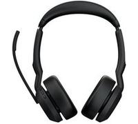 Jabra Evolve2 55 UC Stereo - Micro-casque - sur-oreille - Bluetooth - sans fil - Suppresseur de bruit actif - USB-C - noir - avec support de chargement - certifié Zoom, Cisco Webex Certified, Optimisé
