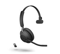 Jabra Evolve2 65 Casque PC sans Fil avec Station de Charge - Casque Mono Écouteur Certifié Microsoft Teams avec Batterie Longue Durée - Adaptateur Bluetooth USB-A - Noir