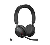 Jabra Evolve2 65 Casque PC Sans Fil - Casque Audio Certifié UC avec Annulation du Bruit et Batterie Longue Durée - Adaptateur Bluetooth USB-C - Noir