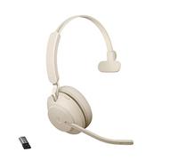 Jabra Evolve2 65 MS Mono - Micro-casque - sur-oreille - convertible - Bluetooth - sans fil - USB-A - isolation acoustique - beige - Certifié pour Microsoft Teams
