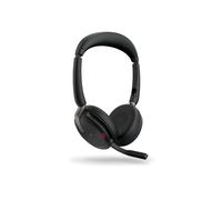 Jabra Evolve2 65 Flex 26699-999-989 Casque Arceau Binaural Bluetooth 5.2 ANC Hybride USB-A/USB-C Noir, Autonomie 32h, Pliable, Compatible Alexa