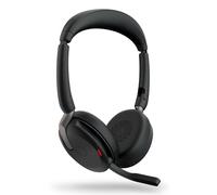 Jabra Evolve2 65 Flex Link380a UC Stereo - Micro-casque stéréo sans fil avec USB-A pour plateformes UC, chargeur inclus