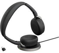 Jabra Evolve2 65 Flex Link380c UC + pad Micro-casque supra-auriculaire Bluetooth Stereo noir Noise Cancelling micro-casque, mise en sourdine du microphone,