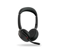 Jabra Evolve2 65 Flex Noir : Casque Arceau Binaural Bluetooth 5.2 & Filaire USB-C, ANC Hybride, Portée 30m, Autonomie 32h, Pliable, Microphone Boom MEMS