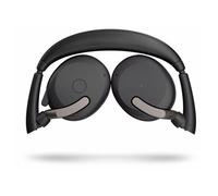 Jabra Evolve2 65 Flex UC Stereo - Micro-casque - sur-oreille - Bluetooth - sans fil - Suppresseur de bruit actif - USB-C - noir - avec socle de recharge sans fil - Optimisé pour la CU