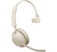Jabra Evolve2 65 MS Mono - Micro-casque - sur-oreille - convertible - Bluetooth - sans fil - USB-C - isolation acoustique - beige - Certifié pour Microsoft Teams Beige G