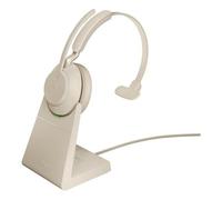 Jabra Evolve2 65 MS Mono - Micro-casque - sur-oreille - convertible - Bluetooth - sans fil - USB-C - isolation acoustique - beige - Certifié pour Microsoft Teams