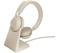 Jabra Evolve2 65 MS Stereo - Micro-casque - sur-oreille - Bluetooth - sans fil - USB-A - isolation acoustique - beige - avec support de chargement - Certifié pour Microsoft Teams Beige G