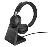Jabra Evolve2 65 MS Stereo - Micro-casque - sur-oreille - Bluetooth - sans fil - USB-A - isolation acoustique - noir - avec support de chargement - Certifié pour Microsoft Teams