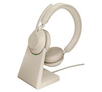 Jabra Evolve2 65 UC Stereo - Micro-casque - sur-oreille - Bluetooth - sans fil - USB-C - isolation acoustique - beige - avec support de chargement