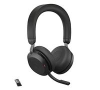 Jabra Evolve2 75 Casque Bluetooth Sans Fil, Adaptateur USB-A, Noir | Technologie à 8 Microphones, Réduction Active du Bruit, Grand Confort, compatibilité MS Teams, Batterie 36 h