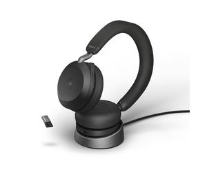 Jabra Evolve2 75 - Micro-casque stéréo sans fil pour MS avec base, Bluetooth, USB-A, noir