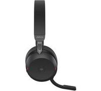 Jabra Evolve2 75 - Micro-casque - sur-oreille - Bluetooth - sans fil - Suppresseur de bruit actif - USB-A - isolation acoustique - noir - avec support de chargement - Certifié pour Microsoft Teams Noi