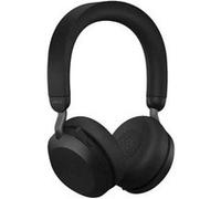 Jabra Evolve2 75 - Micro-casque - sur-oreille - Bluetooth - sans fil - Suppresseur de bruit actif - USB-A - isolation acoustique - noir - avec support de chargement - Optimisé pour la CU Noir G