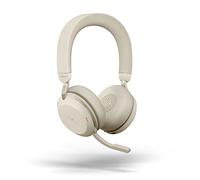 Jabra Evolve2 75 Wireless PC Headset with 8-Microphone Technology - Dual Foam Stereo Headphones with Advanced Active Noise Cancellation, USB-A Bluetooth Adapter and MS Teams-compatibility - Beige