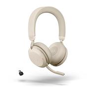Jabra Evolve2 75 Wireless PC Headset with 8-Microphone Technology - Dual Foam Stereo Headphones with adjustable Advanced Active Noise Cancellation, USB-C Bluetooth Adapter and UC Compatibility - Beige