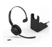 Jabra Evolve3 45 Casque sans Fil Bluetooth Mono avec Micro, MS Teams, USB-A | Base de chargement, mono, adaptateur Bluetooth USB-A, batterie de 21 h, léger, bras micro basculant, Microsoft Teams, Noir
