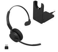Jabra Evolve3 45 Casque sans Fil Bluetooth Mono avec Micro, UC, USB-C | Base de chargement, adaptateur USB-C, batterie de 21 h, bras micro basculant, pour les applications de réunion en ligne, noir
