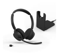 Jabra Evolve3 45 Casque sans Fil Bluetooth stéréo avec Micro, UC, USB-C | Base de chargement, adaptateur USB-C, batterie de 21 h, bras micro basculant, pour les applications de réunion en ligne, noir