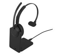 Jabra Evolve3 45 MS Mono - Micro-casque - sur-oreille - Bluetooth - sans fil, filaire - Suppresseur de bruit actif - USB-A via adaptateur Bluetooth, USB-C - avec support de chargement - Certifié Micro