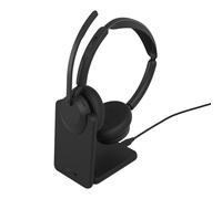 Jabra Casque sans fil Evolve3 45 – Bluetooth stéréo, micro UC, USB-C, socle de charge, 21 h – Noir