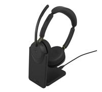 Jabra Evolve3 65 Duo USB-A MS + Socle Casque Bluetooth certifié Microsoft Teams avec réduction active du bruit (ANC) adaptative, technologie