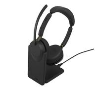 Jabra Evolve3 65 Duo USB-A UC + Socle Casque Bluetooth UC avec ANC adaptatif, ClearVoice et socle de recharge pour des appels clairs et une meilleure