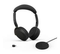 Jabra Evolve3 65 Flex - Casque sans fil ultra-léger à double port USB-C avec réduction active du bruit (ANC) | Certifié pour les plateformes UC | Livré avec un socle de recharge