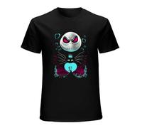 Jac K Skellington A Night of Love Before Christmas Unisex T-Shirt Printed Tee Graphic Top Men Black Shirt XXL