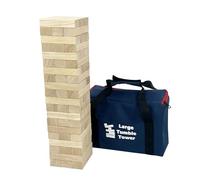Jac & Mok Ensemble de jeu en bois avec plateau de table empilable et sac de transport (60 grandes tours, bois d'hévéa dur)