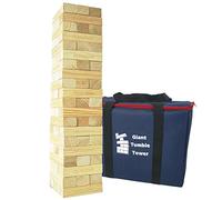 Jac & Mok Grande tour mobile en bois de pin - Empilable - 60 blocs de construction avec sac de transport - Tour géante en bois de pin - Jeux d’extérieur