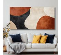 JACBON Abstract canvas painting - Large painting with geometric shapes in black, white, beige and orange, for living bedroom(40x80cm/Frameless)