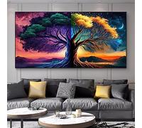 JACBON Abstrait Fantastique Vie Arbre Canva Peinture Moderne Coloré Arbre Paysage Affiches Imprime pour Salon Décoration de La Maison 70x140cm Sans Cadre