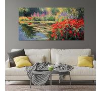 JACBON Affiche de Monet avec des nénuphars, décoration murale pour salon, bureau moderne, impressions sur toile Claude Monet, 50 x 100 cm (20 x 39 pouces), sans cadre