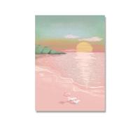 JACBON Affiches et impressions murales bohème romantique, coucher de soleil, paysage, plage, mer, dessin, peinture, décoration d'intérieur, 50 x 70 cm (20 x 28 pouces), sans cadre