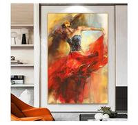 JACBON Art Peinture à l'huile sur Toile Vintage Figure Affiches et Impressions Mur Art Photo Moderne Hme décoration Espagnol Flamenco beauté Danseuse 60x90 cm (24x35 Pouces) Cadre Interne