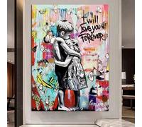 JACBON Banksy Art mural I Will Love You Forever Poster Inspiré Œuvre d'art Graffiti Toile Peinture Street Pop Art Impressions 60x80cm (24x31 pouces) Sans cadre