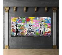 JACBON Banksy Street Art Graffiti Art mural urbain ballon fille toile peinture grande taille affiche et impressions pour décoration de salon 75 x 150 cm sans cadre