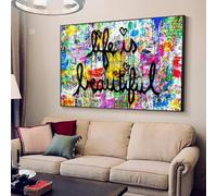 JACBON Banksy Street Graffiti Wall Art Life Is Beautiful Poster Print Abstrait Toile Peinture Décoration d'intérieur Oeuvre d'art pour salon 55x100cm Sans cadre