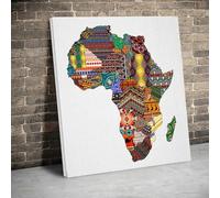 JACBON Carte de l'Afrique sur toile avec motifs, décoration murale, tableau imprimé HD, décoration d'intérieur, 60 x 60 cm, sans cadre
