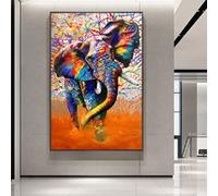 JACBON Coloré Éléphant Street Art Graffiti Toile Peintures Affiches Et Gravures Mur Art Photos Pour Salon Décoration Murale 60x80cm Sans Cadre